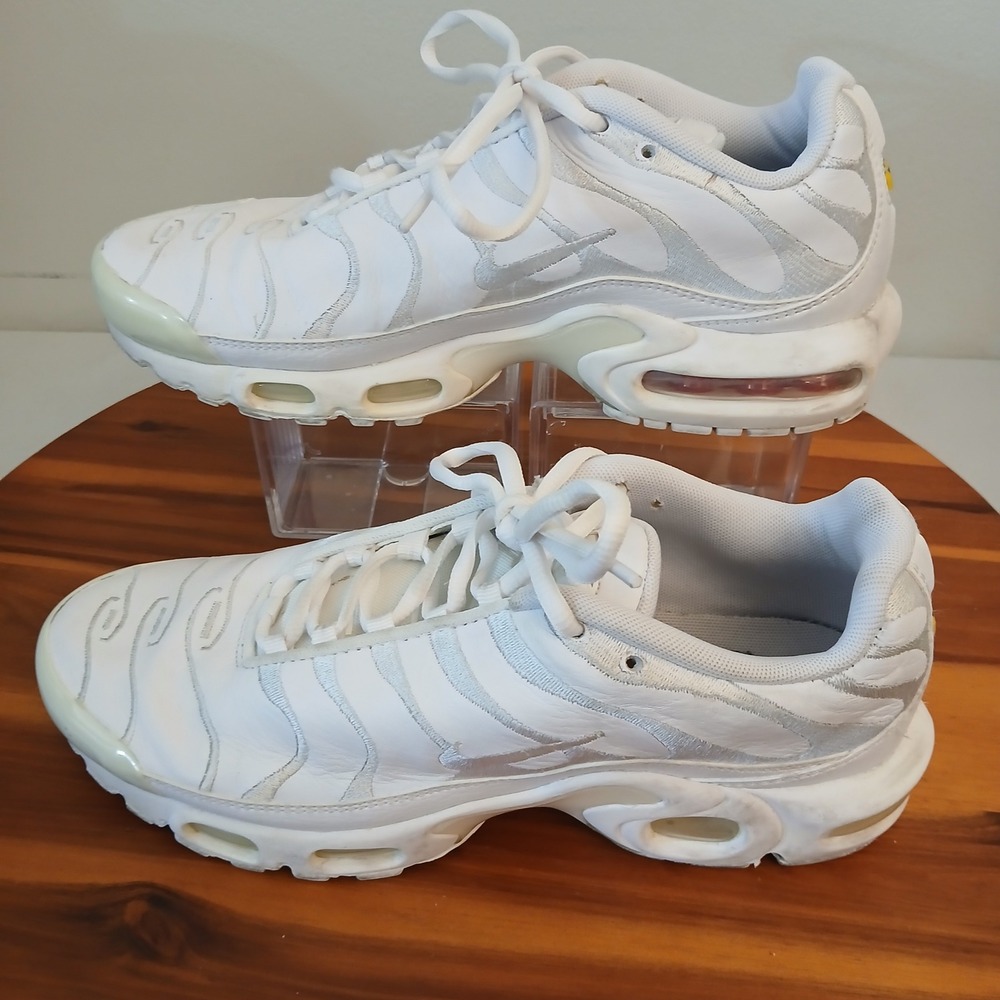 Nike Air Max Plus Mens 7.5 White Running Shoes Sneakers AJ2029-100
